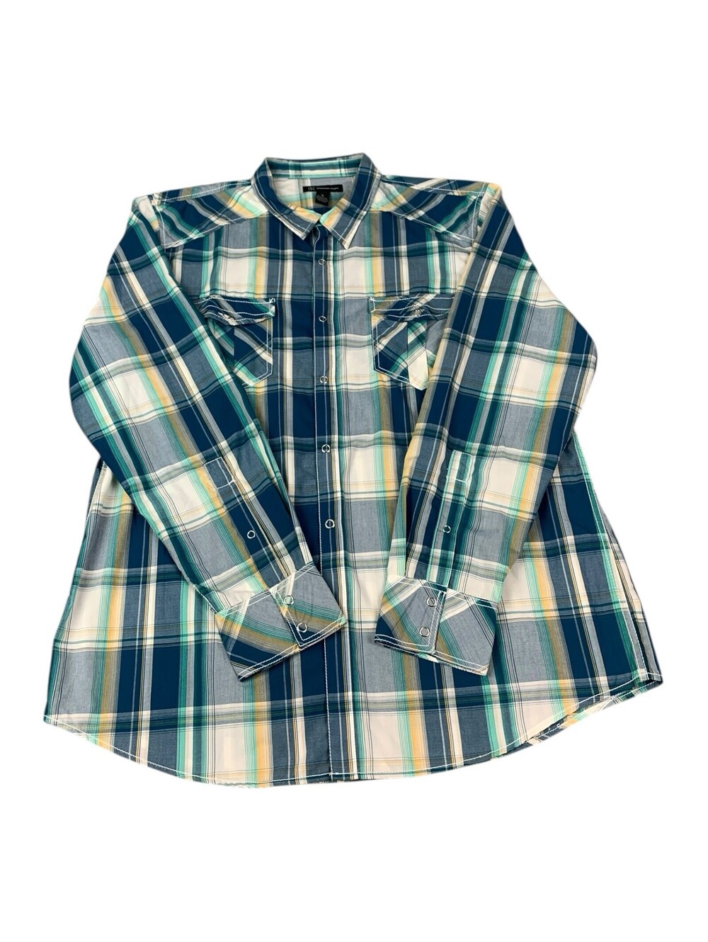 INC International Concepts Western Long Sleeve Shirt, Plaid, Snap, Men’s XL, NEW